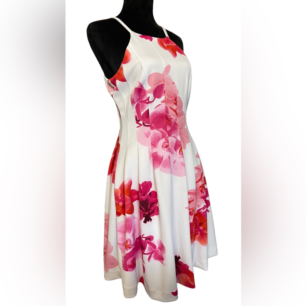 Calvin Klein Floral Halter Sundress Cocktail Dress Fit and Flare Size 2